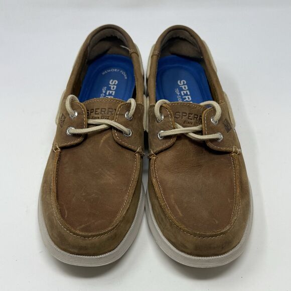 Sperry Top Sider Defender Boat Shoes Mens 9.5 M Brown Leather 2 Eye Moccasins main image 4
